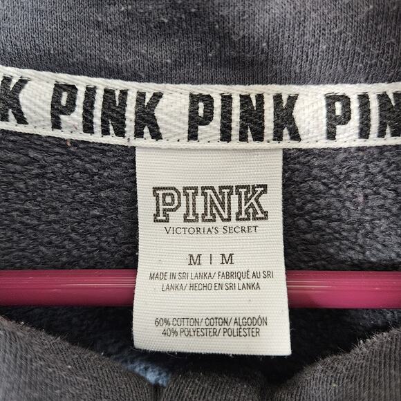 Victoria's Secret Pink Womens Gray Collared Long Sleeve Pullover Sweatshirt M - Picture 4 of 4